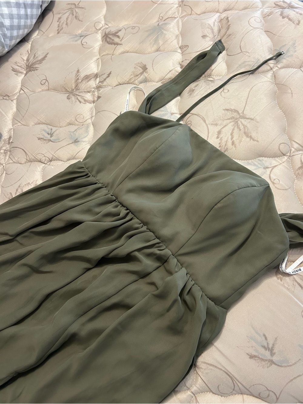 Birdy Grey Olive Strapless Chiffon Dress
